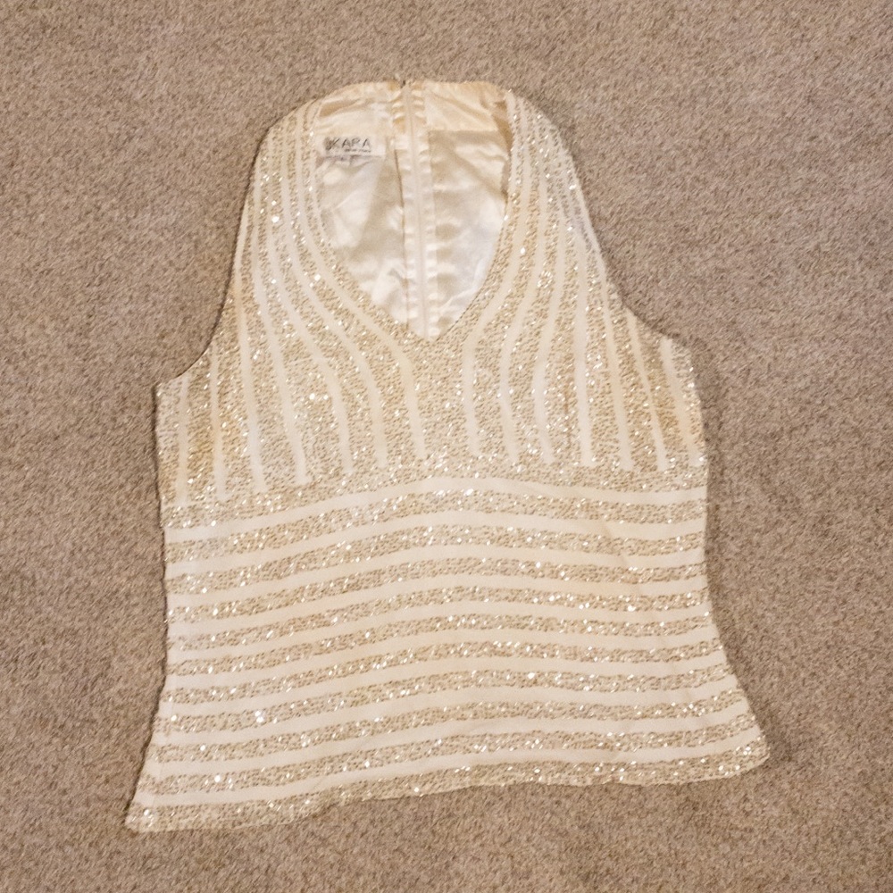 JAKARA shiny WHITE halter tank top - WOMENS LARGE